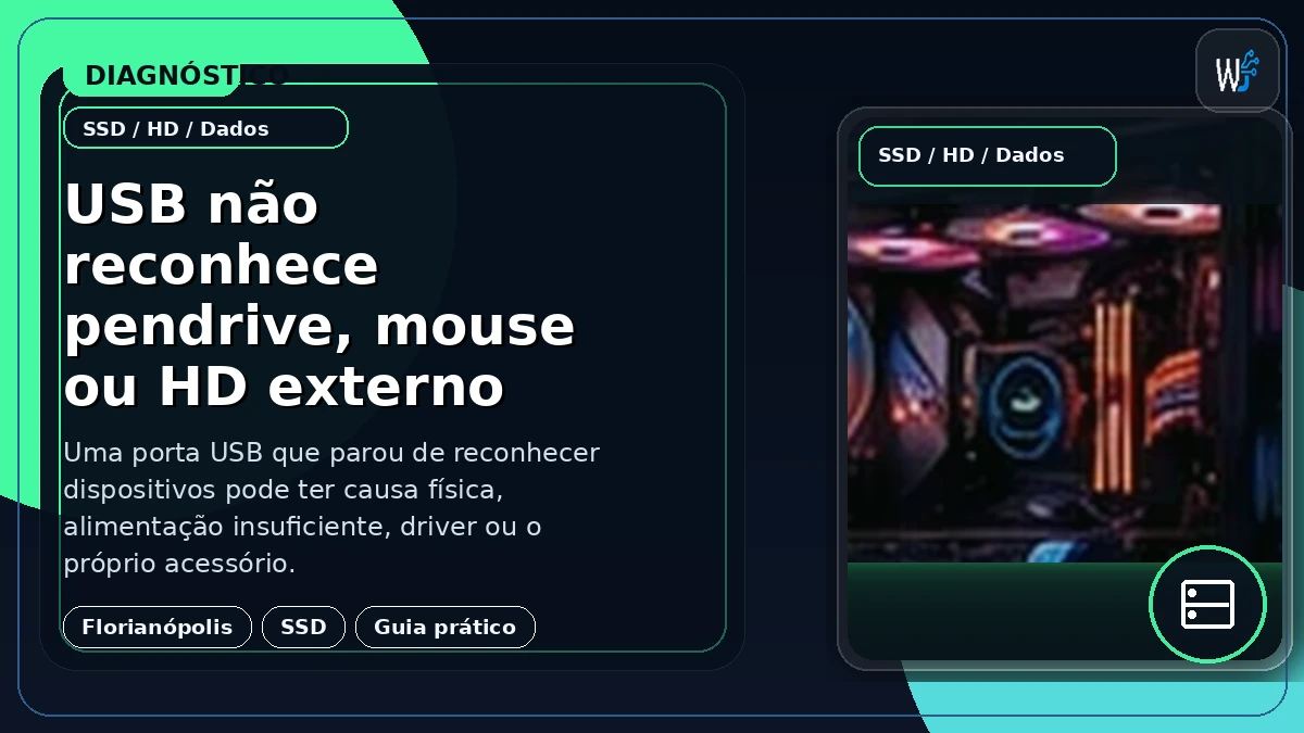 USB não reconhece pendrive, mouse ou HD externo