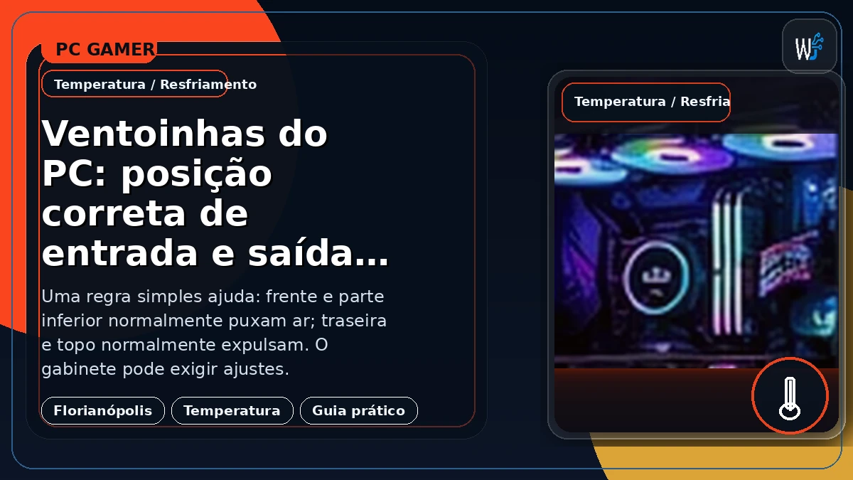 Ventoinhas do PC: posição correta de entrada e saída de ar