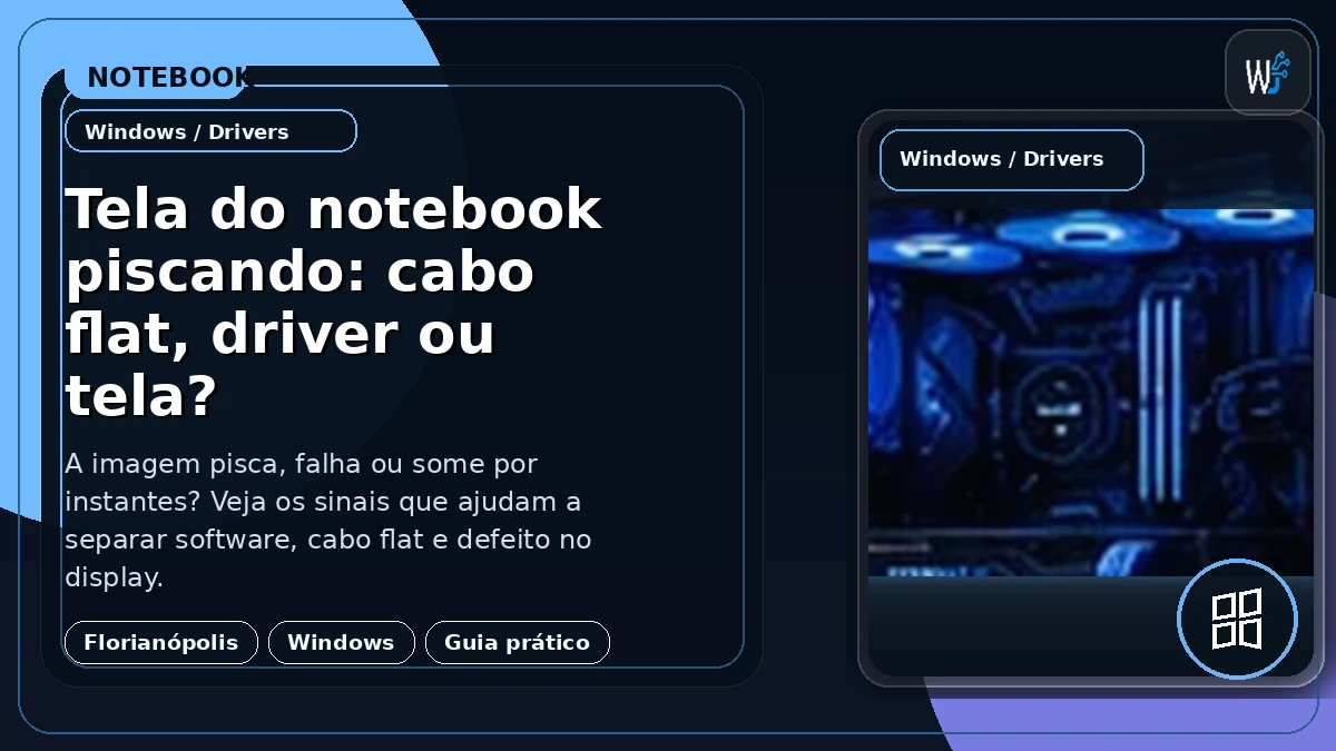 Tela do notebook piscando: cabo flat, driver ou tela?